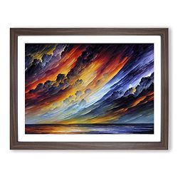 Ocean Clouds Vol.2 Abstract H1022 Framed Print for Living Room Bedroom Home Office Décor, Wall Art Picture Ready to Hang, Walnut A2 Frame (64 x 46 cm)