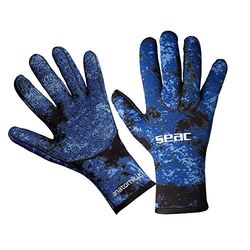 SEAC Anatomic Camo Gloves Guanti da Sub in Neoprene da 3.5 mm per Pesca Subacquea in Apnea Unisex Adulto, Camo Blu, S