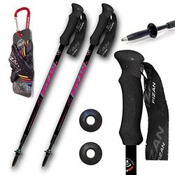 Fizan Compact veer, Nordic Walking stokken en wandelstokken van aluminium, ultralicht, verstelbaar, roze, volwassenen, uniseks, eenheidsmaat