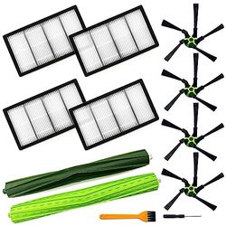 Lot de 9 pièces de rechange compatibles avec iRobot Roomba S9+ (9550) S9 (9150), 1 brosse en caoutchouc, 4 filtres, 4 brosses latérales