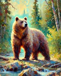 Bear Notebook: Wide-Ruled Journal with Brown Grizzly Bear Cover for School or Home. 7.5 x 9.25 Inch Notepad. 110 Pages.