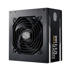 Cooler Master MWE 550 Gold V2 Alimentatore Completamente Modulare (Spina UE) - Alimentatore 80 PLUS Gold da 550W, Cavi Piatti Neri, Ventola HDB da 120mm, Soglia Alta Temperatura - 5 Anni di Garanzia