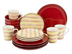 CreaTable, 22889, série MALAGA, ensemble de harnais, service combiné 16 pièces, Earthenware