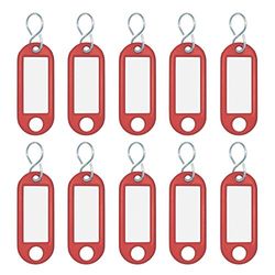 Wedo 262103402 sleutelhanger kunststof (met S-haken, verwisselbare etiketten) 10 stuks, rood