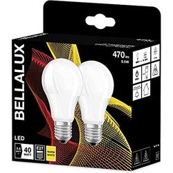 Bellalux LED lamp, Base: E27, 2700 K, 5,50 W, vervanging voor 40 W gloeilamp, frosted, Bellalux CLA Set van 2,Sustitución de 40W,warmwit