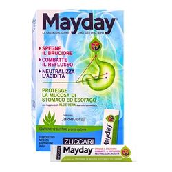 Zuccari Mayday Gastrosoluzione, 12 Stick-Pack da 10ml, Con Aloe Vera a Doppia Concentrazione, Sodio Alginato e Bicarbonato di Sodio, Sollievo per Reflusso Gastroesofageo e Iperacidità