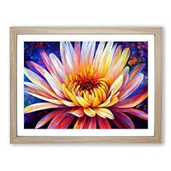 A Chrysanthemum Flower H1022 Framed Print for Living Room Bedroom Home Office Décor, Wall Art Picture Ready to Hang, Oak A4 Frame (34 x 25 cm)