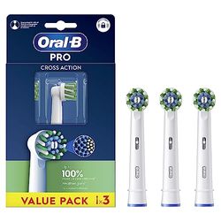 Oral-B Pro CrossAction Recambios para Cepillo de Dientes Eléctrico, Pack de 3 Cabezales, Blanco - Originales (Tamaño Buzón)