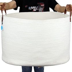 Casaphoria Panier de rangement extra large en corde de coton tissé pour organiser les serviettes, couvertures, paniers à linge pour salle de bain, panier à linge blanc pour chambre à coucher, panier