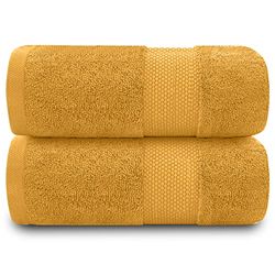GC GAVENO CAVAILIA Soft Bath Towel Set | 2 Pieces Egyptian Cotton Bathroom Towel | 700 GSM Hotel Collection Towels | Water Absorbent Towels Sets, Ochre, 70X125