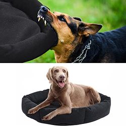 HOMBYS Kauwbestendig hondenbed, onverwoestbaar hondenbed voor agressieve kauwers, rond, duurzaam, stevig huisdierbed, zwart, waterdicht orthopedisch hondenkussen voor kleine hond/kat, 50 x 60 x 12,7
