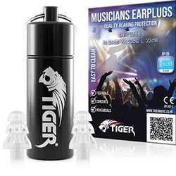 Tiger musiker filter öronproppar hörselskydd brusreducerande öronpluggar festivaler, konserter, musik, klubbar öronpluggar med bärfodral Standard SNR 26dB - Single Pack Klar