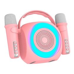 Altoparlante Bluetooth universale Musica 6 W Cool Mini Karaoke Party + 2 microfoni rosa