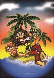 Heart Rock Bandiera Originale Rastaman Island, Tessuto, Multicolore, 110x75x0.1 cm