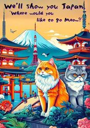 We'll show you Japan.: "Where would you like to go Meow?"