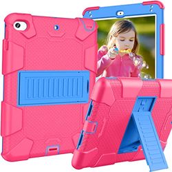 Case Compatible with iPad Mini 4/5th Gen Shockproof and Durable PC Silicone Case with Stand Suitable for iPad 7.9 Inches, Rose + Blue