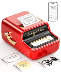 NIIMBOT B21 etikettmaskin, bluetooth, termisk etikettskrivare, mini klistermärkesmaskin, tryckstorlek 20–50 mm för kläder, smycken, stormarknad, små företag med 1 rulle, vit 50 x 30 mm etikett (röd)
