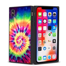 Vierkante telefoonhoes iPhone X/Xs kleurrijke batik anti-shock bescherming flexibele premium hoes voor iPhone X/Xs