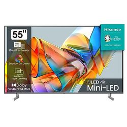 Hisense TV 55U6KQ - Mini LED Smart TV, 139,7 cm (55 inch), met Quantum Dot Colour, Full Array Local Dimming, Dolby Vision & Dolby Atmos, AirPlay, Hi-View Engine, VIDAA 7 OS (2023)