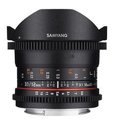 Samyang 12mm T3.1 VDSLR Sony A SLR Brede vis-oog lens Zwart - cameralenzen (SLR, Brede vis-eye lens, 12/8, Handmatig, Sony A, Zwart)