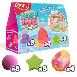 20 x Bombe da Bagno Mega Value Pack di Zimpli Kids, Crea un'Avventura da Bagno Colorata e Frizzante, Set Regalo per Bambini Bombe da Bagno Frizzanti, Regali di Compleanno per Bambini e Bambine