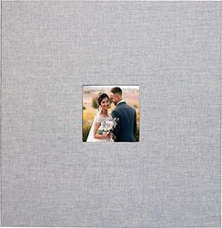 Gray Linen Photo Album - Oversized 12-1/2" x 13" (40 Self-Adhesive Pages)