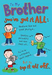 Piccadilly Greetings Humour Birthday Card Brother - 9 x 6 inches
