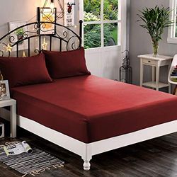 Elegant Comfort 1500 Premium Hotel Quality 1-Piece Fitted Sheet, Softest Quality Microfiber - Deep Pocket up to 16 inch, Wrinkle and Fade Resistant, Queen, Burgundy