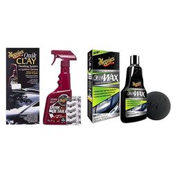 Meguiar's G1116EU Quik Clay Starter Kit, 473 ml + 80 g with 3-in-1 Wax 473 ml Bundle
