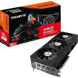 Gigabyte Radeon RX 7700 XT GAMING OC 12GB Graphics Card - 12GB GDDR6 192-bit, Windforce cooling system, Metal back plate, DP 2.1, HDMI 2.1, AMD RDNA 3 architecture, GV-R77XTGAMING OC-12GD
