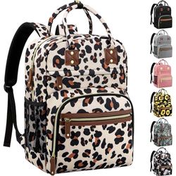 Diaper Bag Backpack Tote for Women Large Capacity, Baby Bag with Insulated Pockets Multifunctional Diaper Bags, Leopard Print, 11.5"L x 6.0"W x 16.0"H, Standard