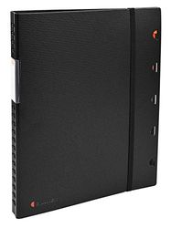 Exacompta - Réf. 85334E - 1 Protège-documents Exaview fermeture avec élastique et intercalaires amovibles - Couverture rigide à spirales - 30 Pochettes (60 vues) - Format à classer A4 - Coloris noir