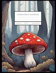 Composition Notebook: Storybook Illustration Red Mushrooms | Lined Journal | 150 Pages | 8.5 x 11 | Vintage Inspired Botanical