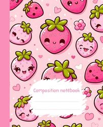 Composition Notebook: Cute Kawaii Strawberry Pattern Composition Book | Notebook for girls,kids,boys,teens,adults for journaling,note taking | 7.5" X ... Pink Strawberry Pattern Compostion Notebook