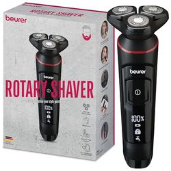 Rasoio rotante Beurer MN8X, regolazione ottimale grazie alla testina flessibile a 360°, 3 testine ad attacco magnetico, accessorio di precisione, impermeabile, ricarica rapida, display LED