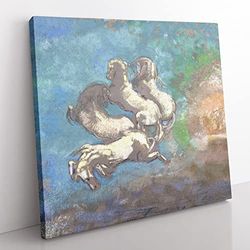 White Horses by Odilon Redon Classic Painting Canvas Wall Art Print Ready to Hang, Framed Picture for Living Room Bedroom Home Office Décor, 50x50 cm (20x20 Inch)