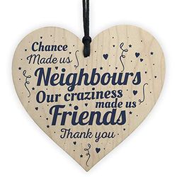 RED OCEAN Chance Made Us Neighbours Friendship Gift Handmade Wooden Hanging Heart Plaque Thank You Friend