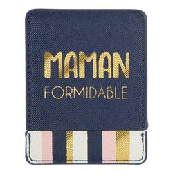 DRAEGER PARIS 1886 - Miroir de Poche Maman Formidable avec Étui Bleu - Compact et Protecteur, Format Carré 9x7cm - idée Cadeau Anniversaire, Noël, Fête des Mères - Accessoire Féminin et Élégant