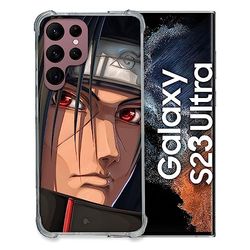 Cokitec Spetsat fodral i härdat glas för Samsung Galaxy S23 Ultra Manga Naruto Itachi Face