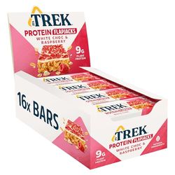 JB's Trek High Protein Flapjack White Chocolate Raspberry - Gluten Free - Plant Based - Vegan Snack - 50g x 16 bars