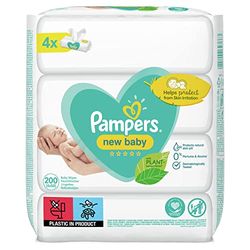 Pampers Lingettes Bébé New Baby Sensitive, 600 Lingettes (Lot de 3 x 4 x 50), Sans Parfum ni Alcool, Aident à Protéger la Peau des irritations, Testées Dermatologiquement