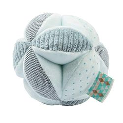 Nattou Pelota de peluche con actividades, Con sonajero, Para recién nacidos y prematuros, 14 cm, Lapidou, Verde menta