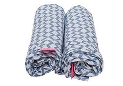 Set van 2 Swaddle & Burp Deken Spuckdeken omslagdoeken van katoen mousseline, 100 x 120 cm, 100% natuurlijk katoen, Öko-Tex Standard 100, blauw