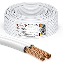 OKSI luidsprekerkabel - 2x0,75mm2-50 m, wit | koperen kabel voor HiFi, aansluiting van audio-stereo op versterker, surround-sound-systeem, tv-thuisbioscoop en autoradio. Made in Germany