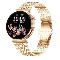Knauermann Neo 2 (2025) – Oro Redondo – Reloj Salud Smartwatch – Función ECG + HRV – Bluetooth BT – Apnea del sueño – Presión Arterial – Pulsera de eslabones (Acero Inoxidable) + Herramienta