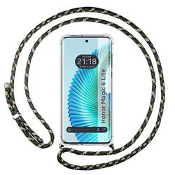 Transparent hängande fodral för Huawei Honor Magic 6 Lite 5G med dragsko grön/guld