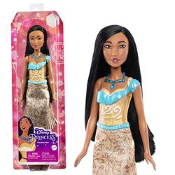 Mattel Disney Princess-leksaker, ställbar Pocahontas-modedocka med glittrande kläder och accessoarer inspirerade av Disneyfilmen, presenter till barn HLW07