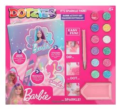 DIAMOND DOTZ DTZ10.011 Barbie Original 5D Diamond Painting DOTZIES Set 5 motieven: 1 mapje, 2 armbanden 21 x 2 cm, 2 stickers/stickers, doe-het-zelf diamant complete set voor kinderen vanaf 6 jaar,