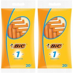 BIC 1 Sensitive, Single Disposable Razor Blade for Men, Designed for a Comfortable, Sensitive Shave, Pack of 40