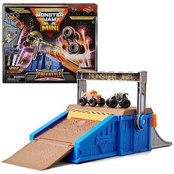 Monster Jam Mini Freestyle Flip Arena Playset e contenitore con 2 mini Monster Jam Truck, giocattoli per bambini per ragazzi e ragazze dai 3 anni in su